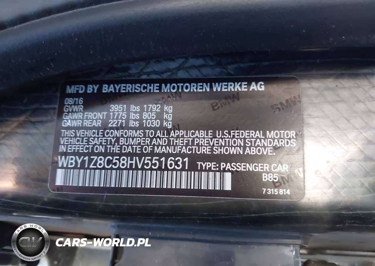 2017 BMW I3 94 Ah W-Range Extender VIN:WBY1Z8C58HV551631 - 9