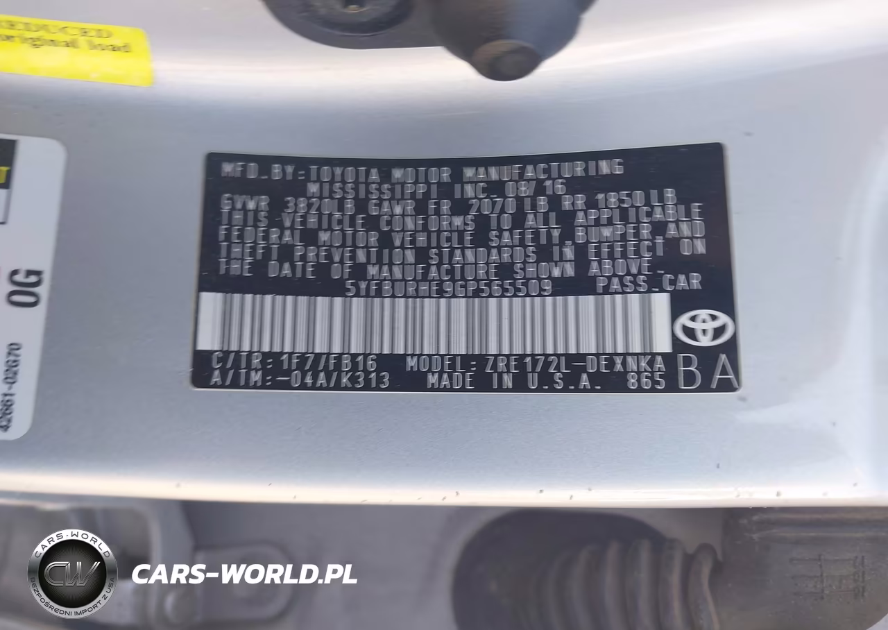 2016 Toyota Corolla Le VIN:5YFBURHE9GP565509 - 9