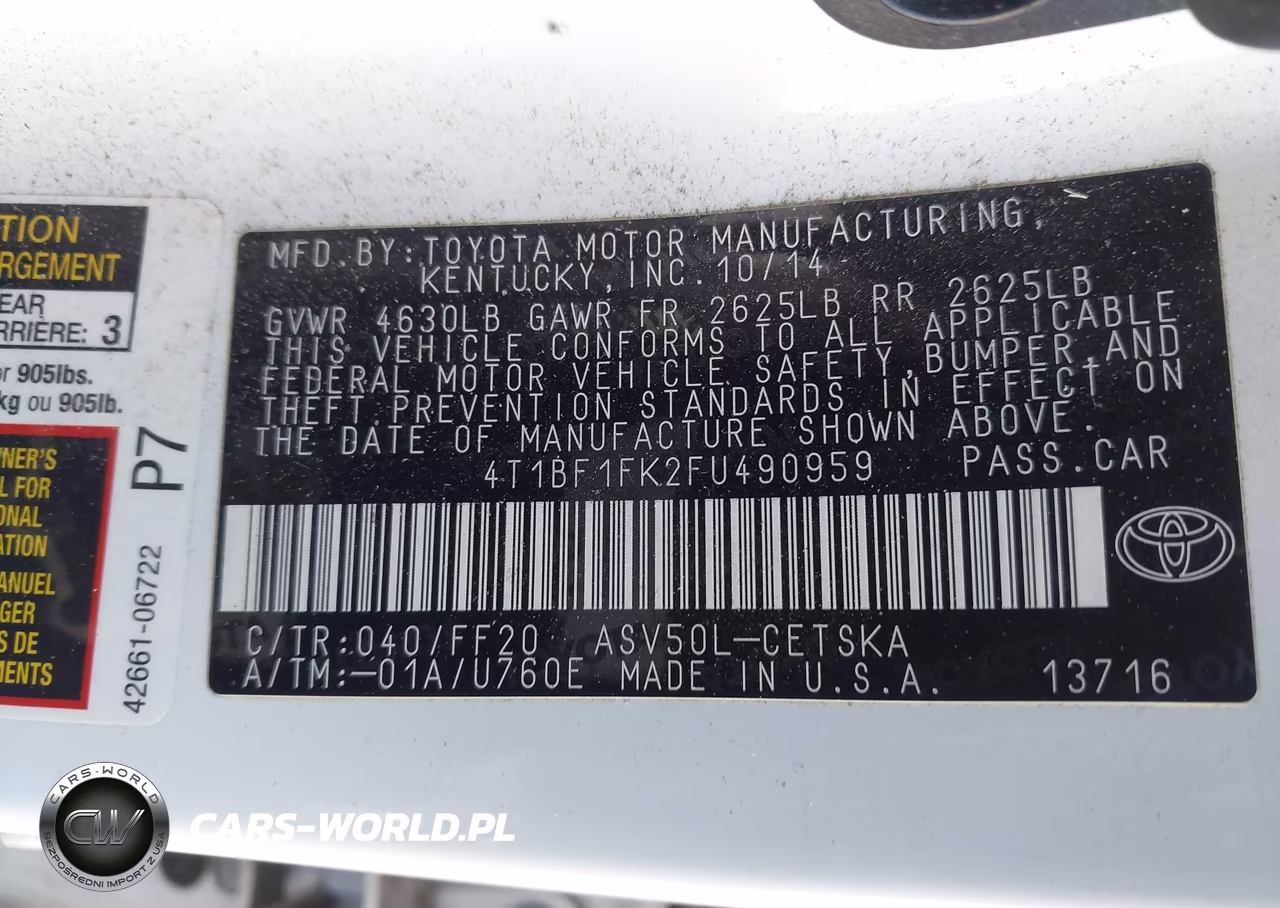 2015 Toyota Camry Se VIN:4T1BF1FK2FU490959 - 9