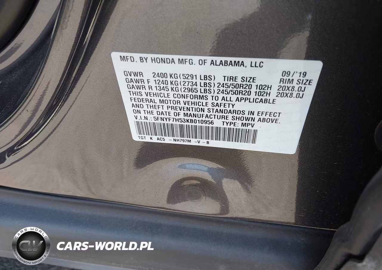 2019 Honda Passport Ex-L VIN:5FNYF7H53KB010956 - 9