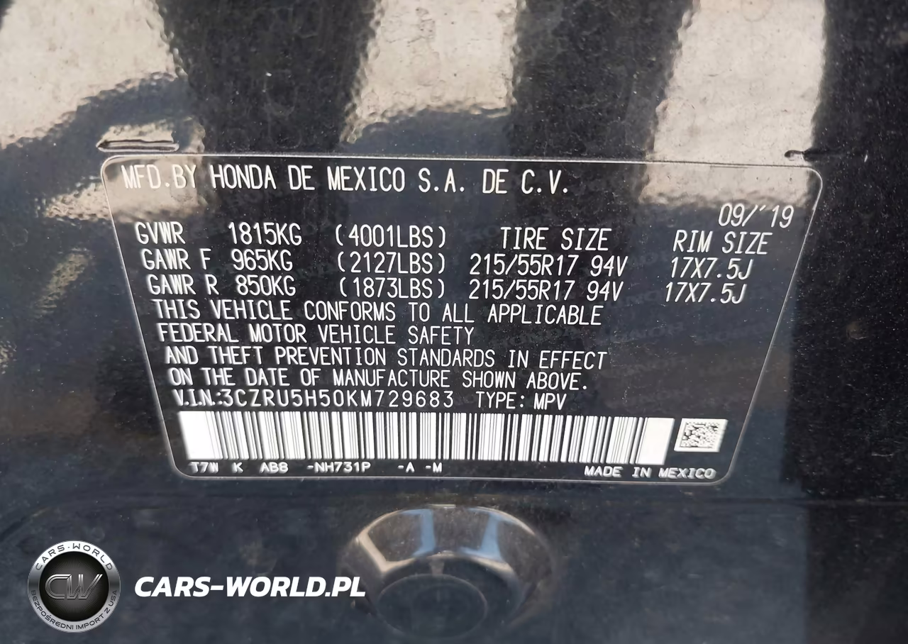 2019 Honda Hr-V Ex VIN:3CZRU5H50KM729683 - 9