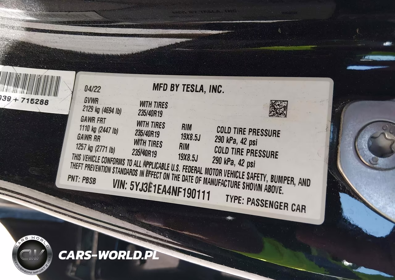 2022 Tesla Model 3 Rear-Wheel Drive VIN:5YJ3E1EA4NF190111 - 9