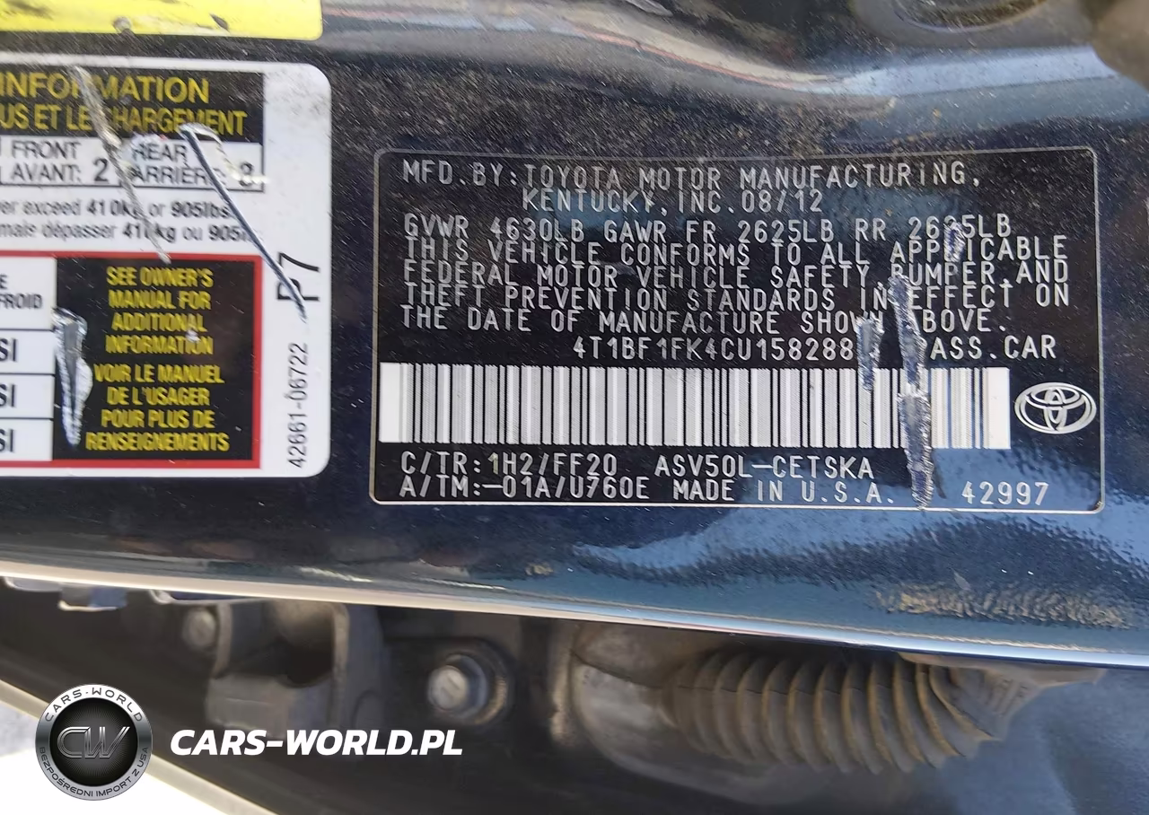 2012 Toyota Camry Se VIN:4T1BF1FK4CU158288 - 9
