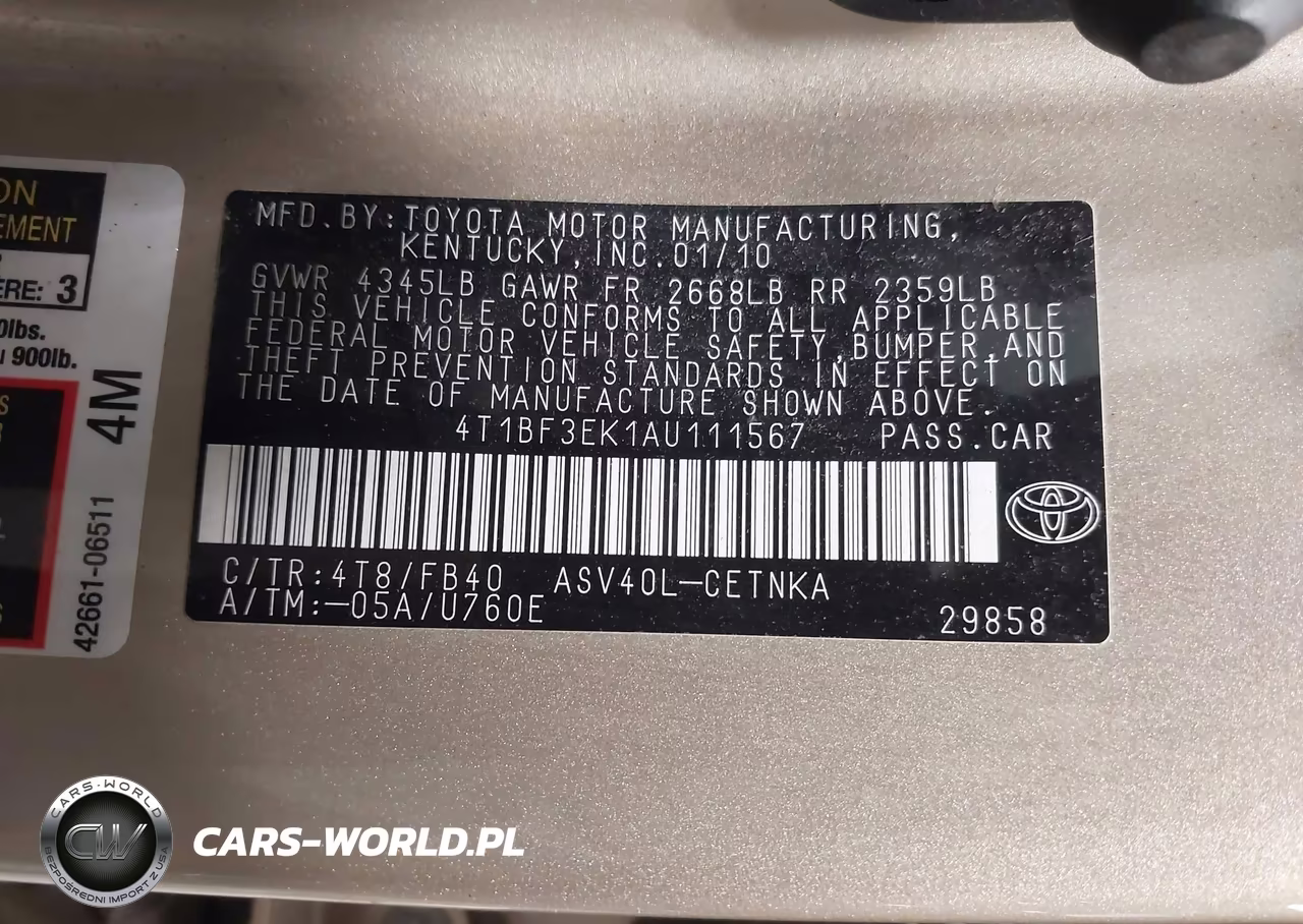 2010 Toyota Camry VIN:4T1BF3EK1AU111567 - 9