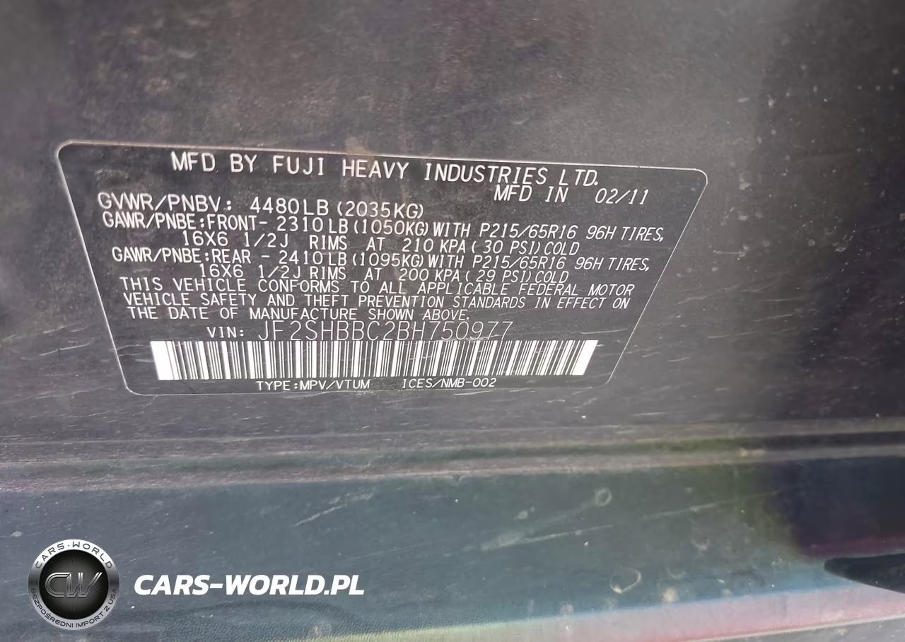 2011 Subaru Forester 2.5X VIN:JF2SHBBC2BH750977 - 9