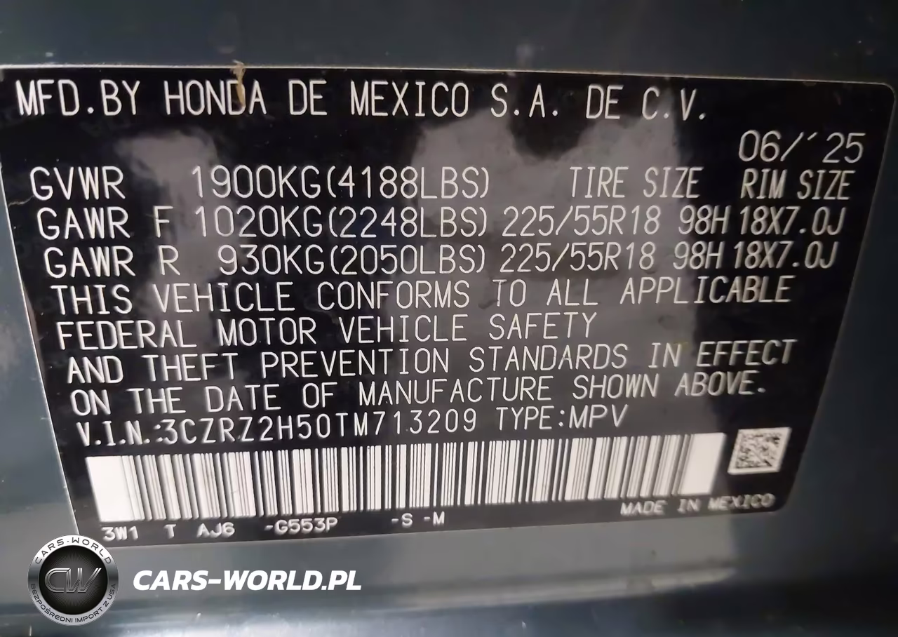 2026 Honda Hr-V Awd Sport VIN:3CZRZ2H50TM713209 - 9