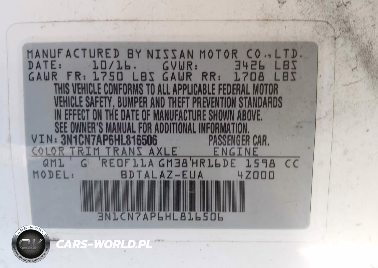 2017 Nissan Versa 1.6 S+ VIN:3N1CN7AP6HL816506 - 9