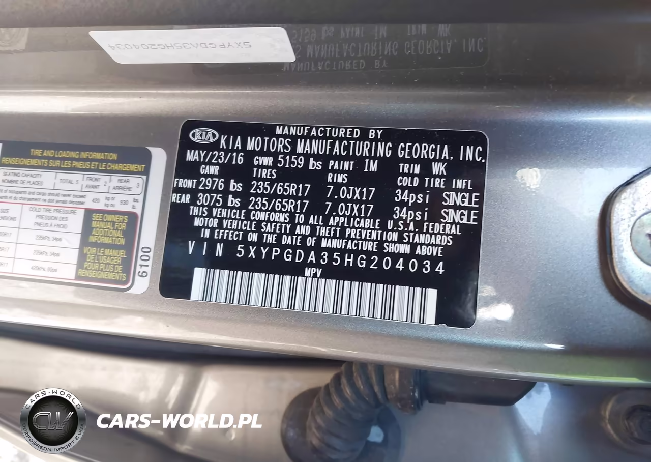 2017 Kia Sorento 2.4L Lx VIN:5XYPGDA35HG204034 - 9