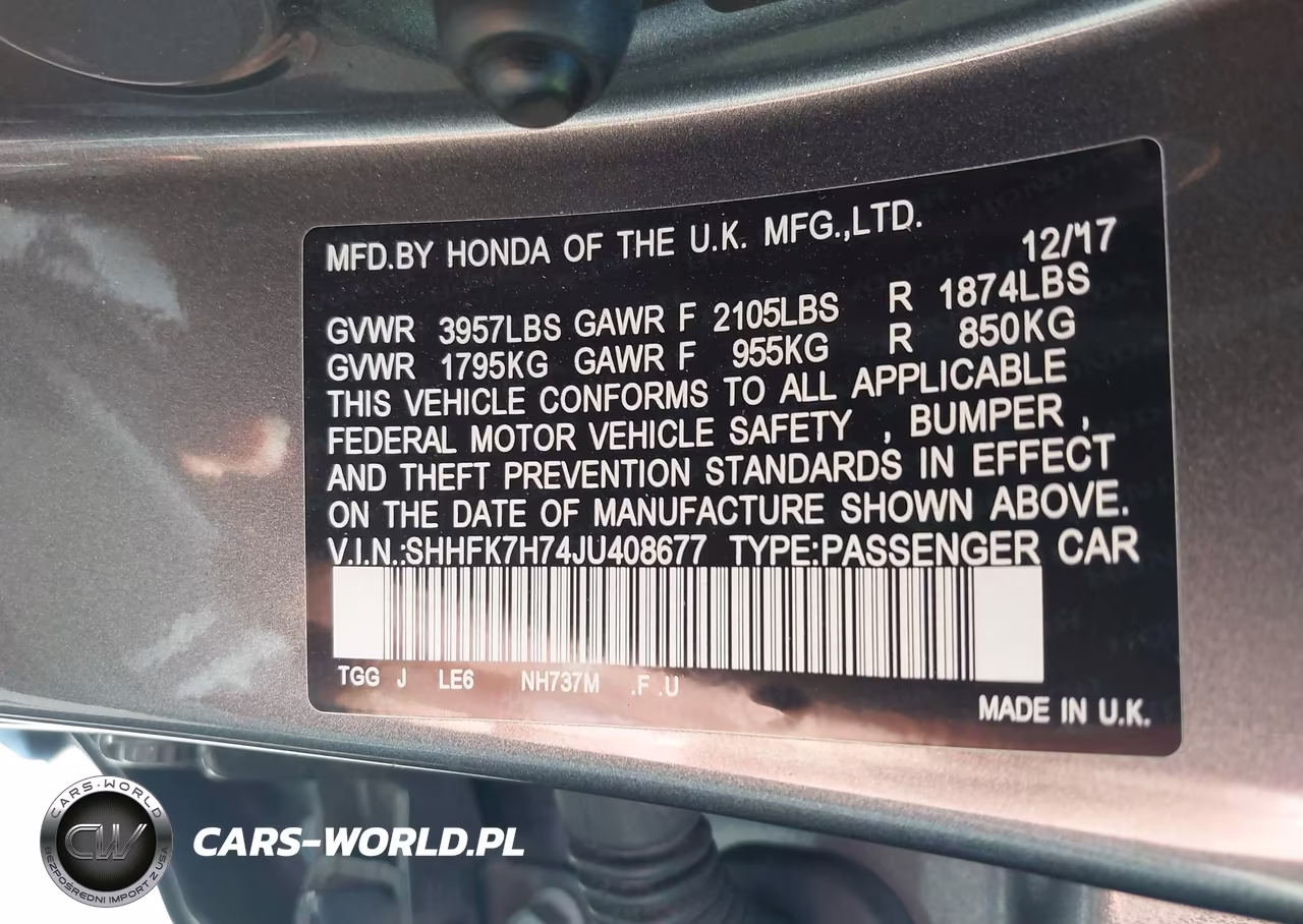 2018 Honda Civic Ex-L VIN:SHHFK7H74JU408677 - 9