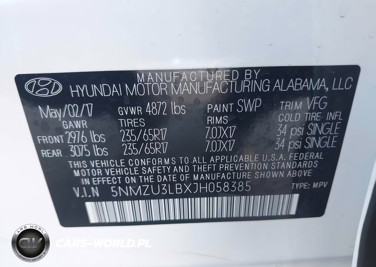 2018 Hyundai Santa Fe Sport 2.4L VIN:5NMZU3LBXJH058385 - 9