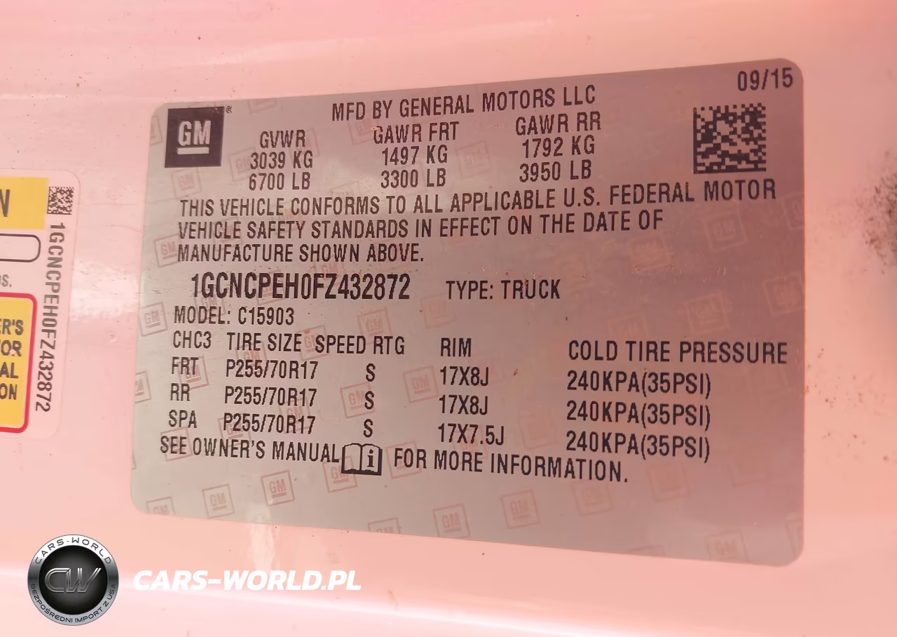 2015 Chevrolet Silverado 1500 Wt VIN:1GCNCPEH0FZ432872 - 9