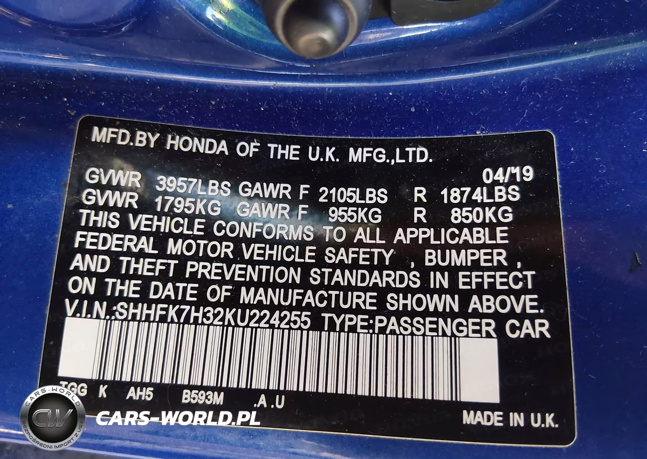 2019 Honda Civic Lx VIN:SHHFK7H32KU224255 - 9