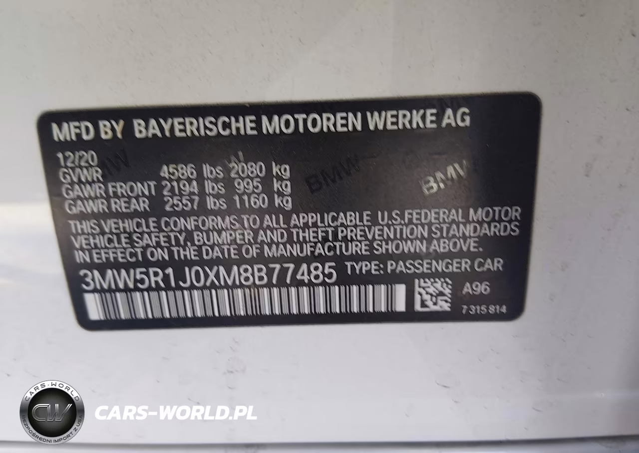 2021 BMW 330I VIN:3MW5R1J0XM8B77485 - 9