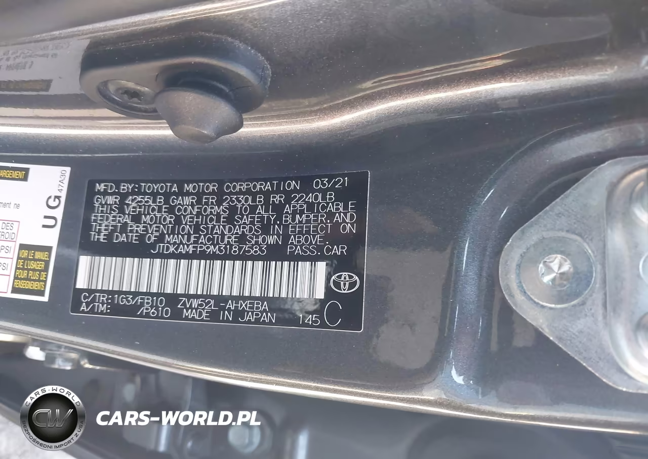 2021 Toyota Prius Prime Le VIN:JTDKAMFP9M3187583 - 9