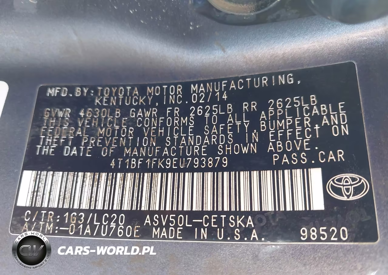 2014 Toyota Camry Se VIN:4T1BF1FK9EU793879 - 9