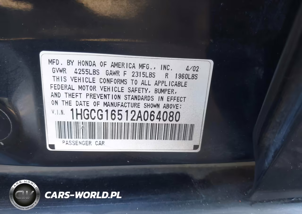 2002 Honda Accord 3.0 Ex VIN:1HGCG16512A064080 - 9