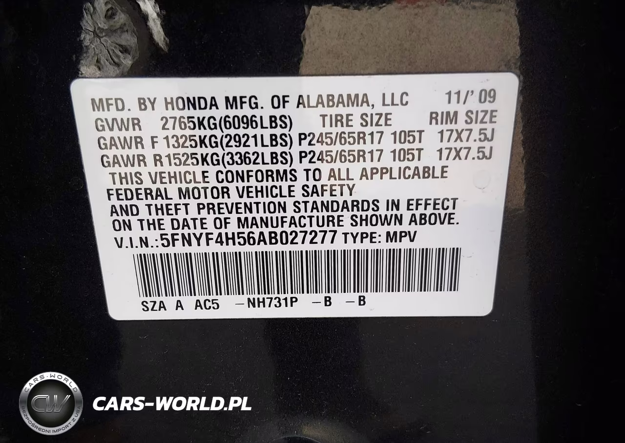 2010 Honda Pilot Ex-L VIN:5FNYF4H56AB027277 - 9