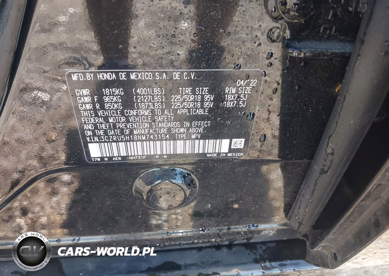 2022 Honda Hr-V 2Wd Sport VIN:3CZRU5H18NM743154 - 9