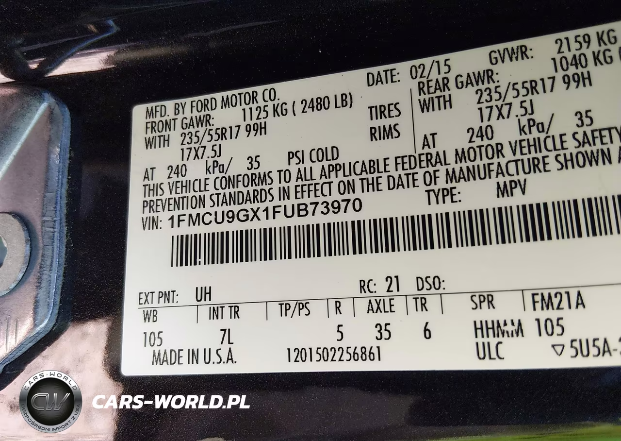2015 Ford Escape Se VIN:1FMCU9GX1FUB73970 - 9