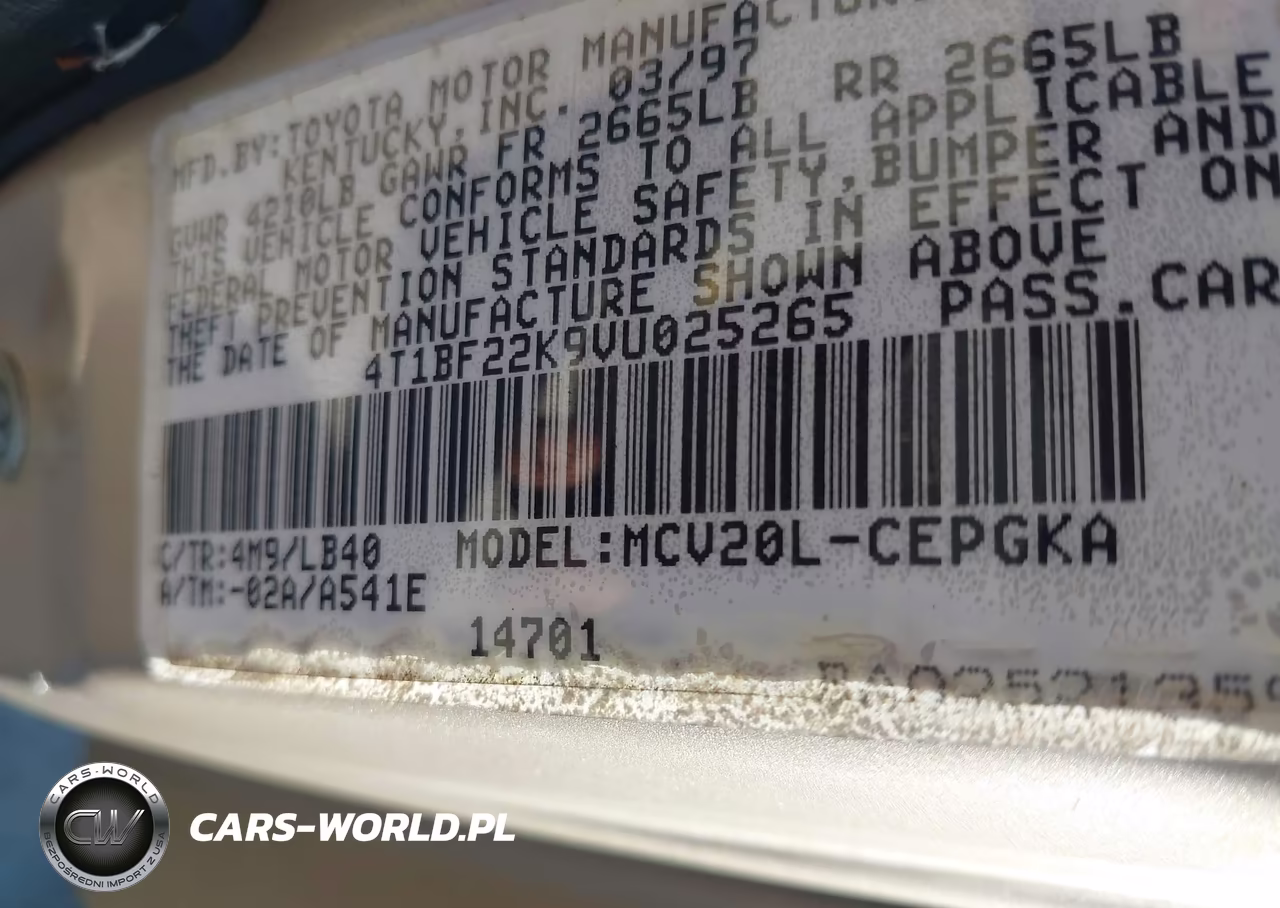 1997 Toyota Camry Xle V6 VIN:4T1BF22K9VU025265 - 9
