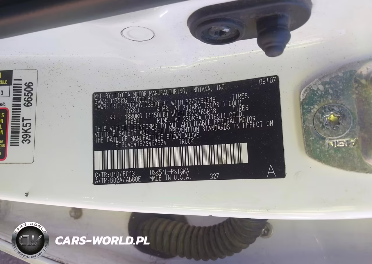 2007 Toyota Tundra Sr5 5.7L V8 VIN:5TBEV54157S467924 - 9