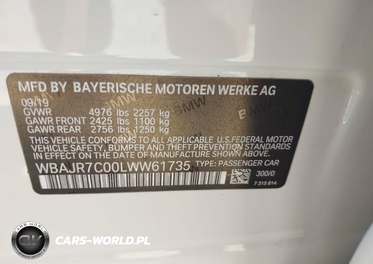 2020 BMW 530I xDrive VIN:WBAJR7C00LWW61735 - 9