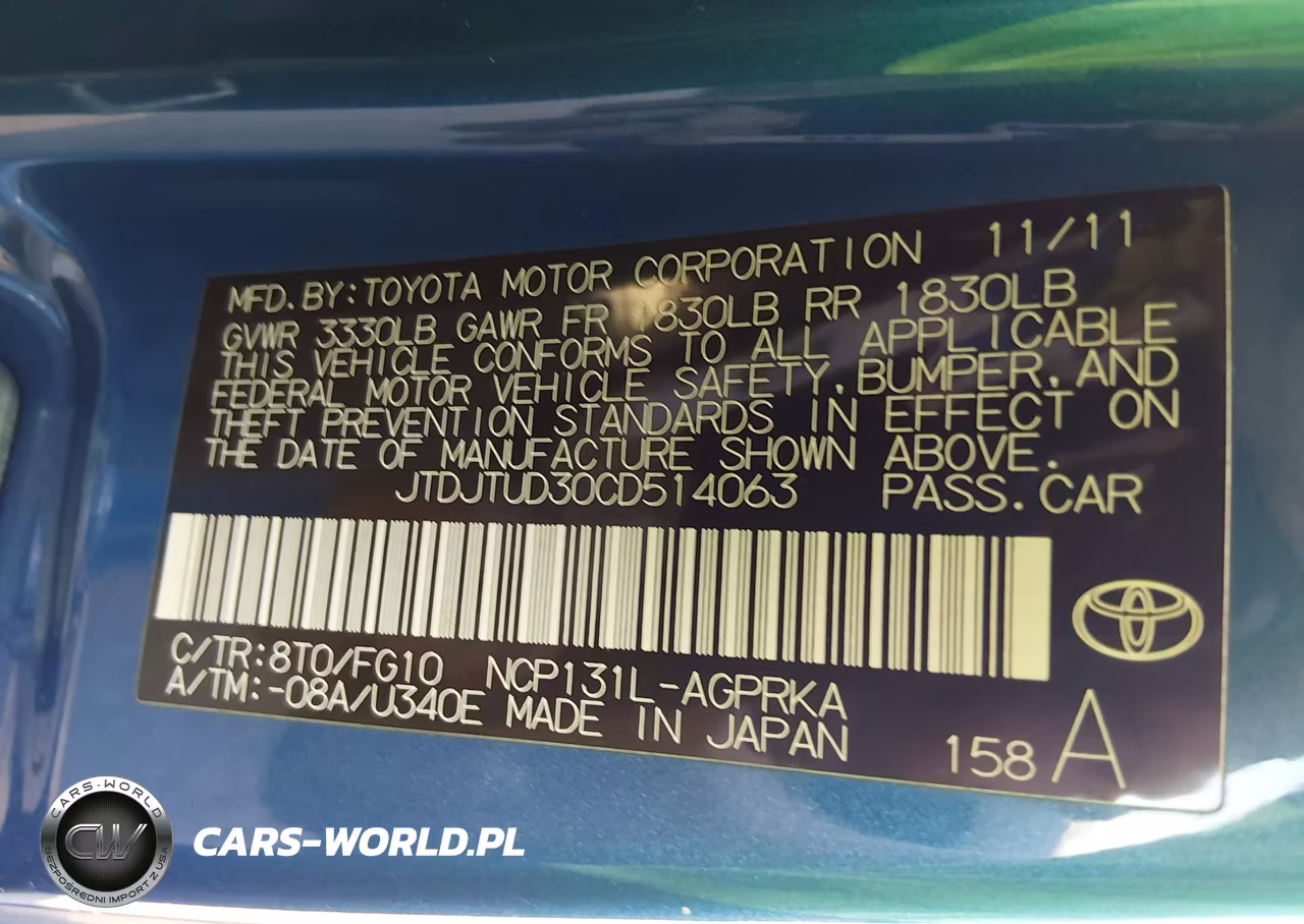 2012 Toyota Yaris Le VIN:JTDJTUD30CD514063 - 9