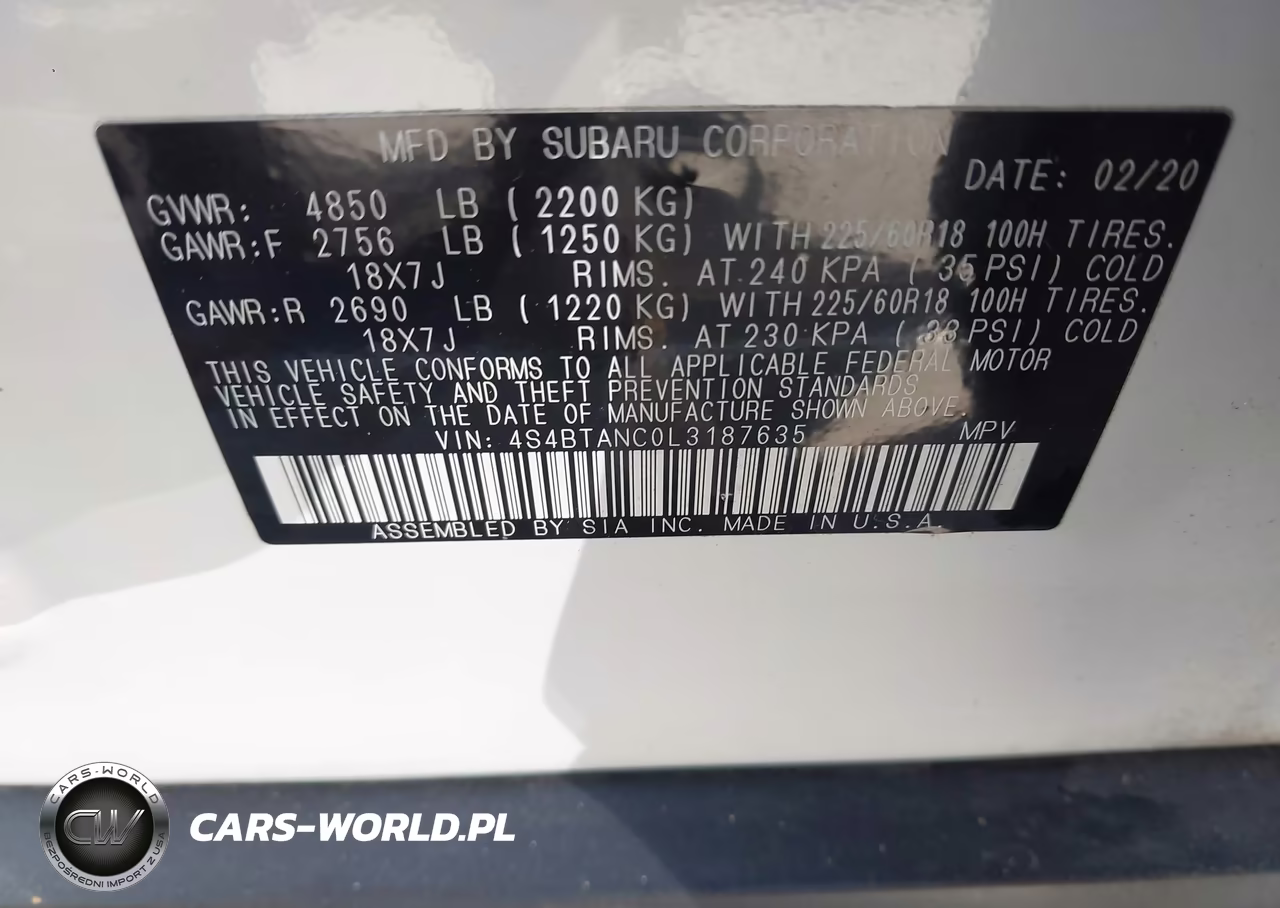2020 Subaru Outback Limited VIN:4S4BTANC0L3187635 - 9