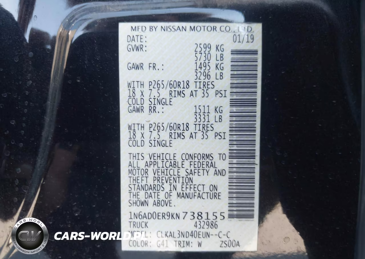 2019 Nissan Frontier Sl VIN:1N6AD0ER9KN738155 - 9