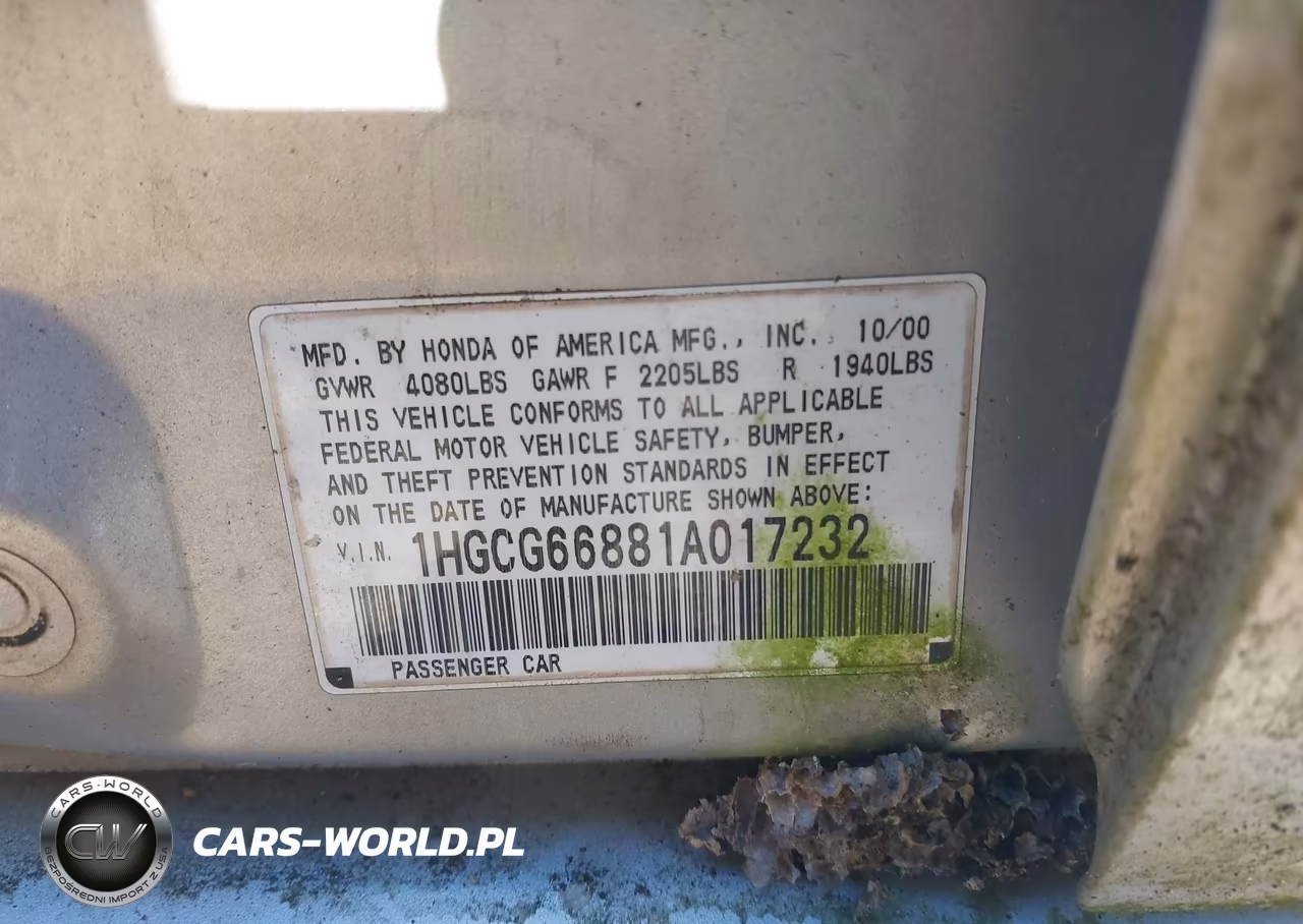 2001 Honda Accord 2.3 Ex VIN:1HGCG66881A017232 - 9
