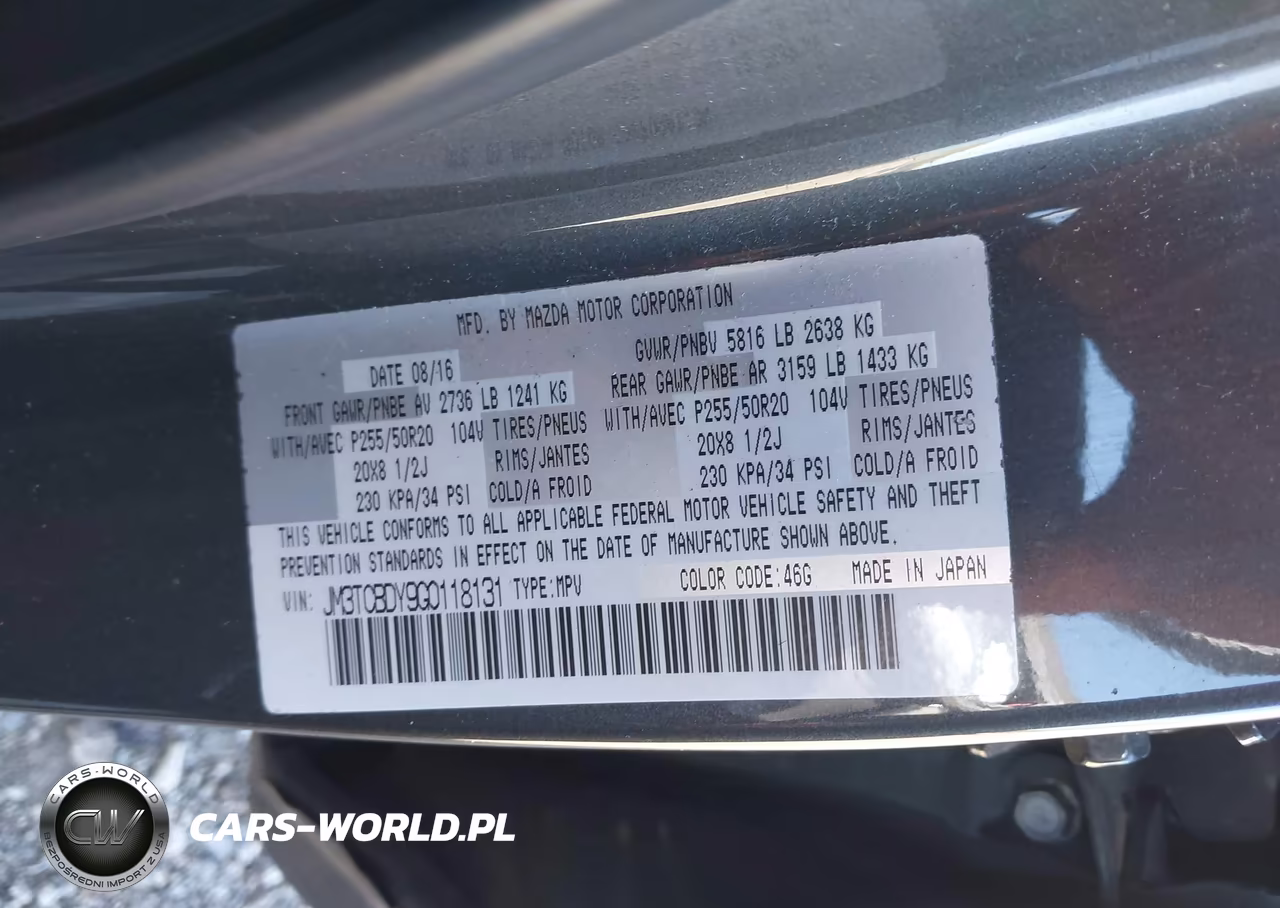 2016 Mazda Cx-9 Grand Touring VIN:JM3TCBDY9G0118131 - 9