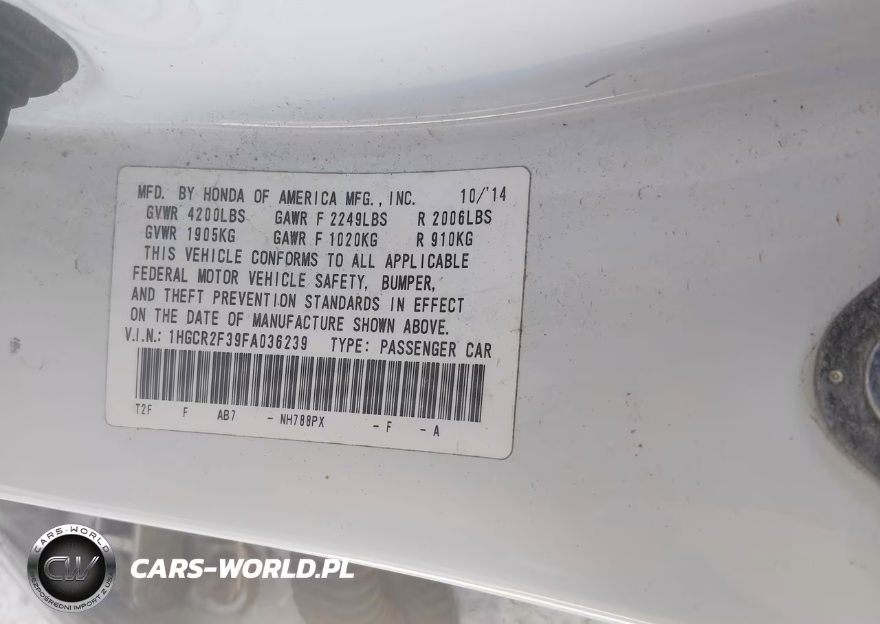2015 Honda Accord Lx VIN:1HGCR2F39FA036239 - 8