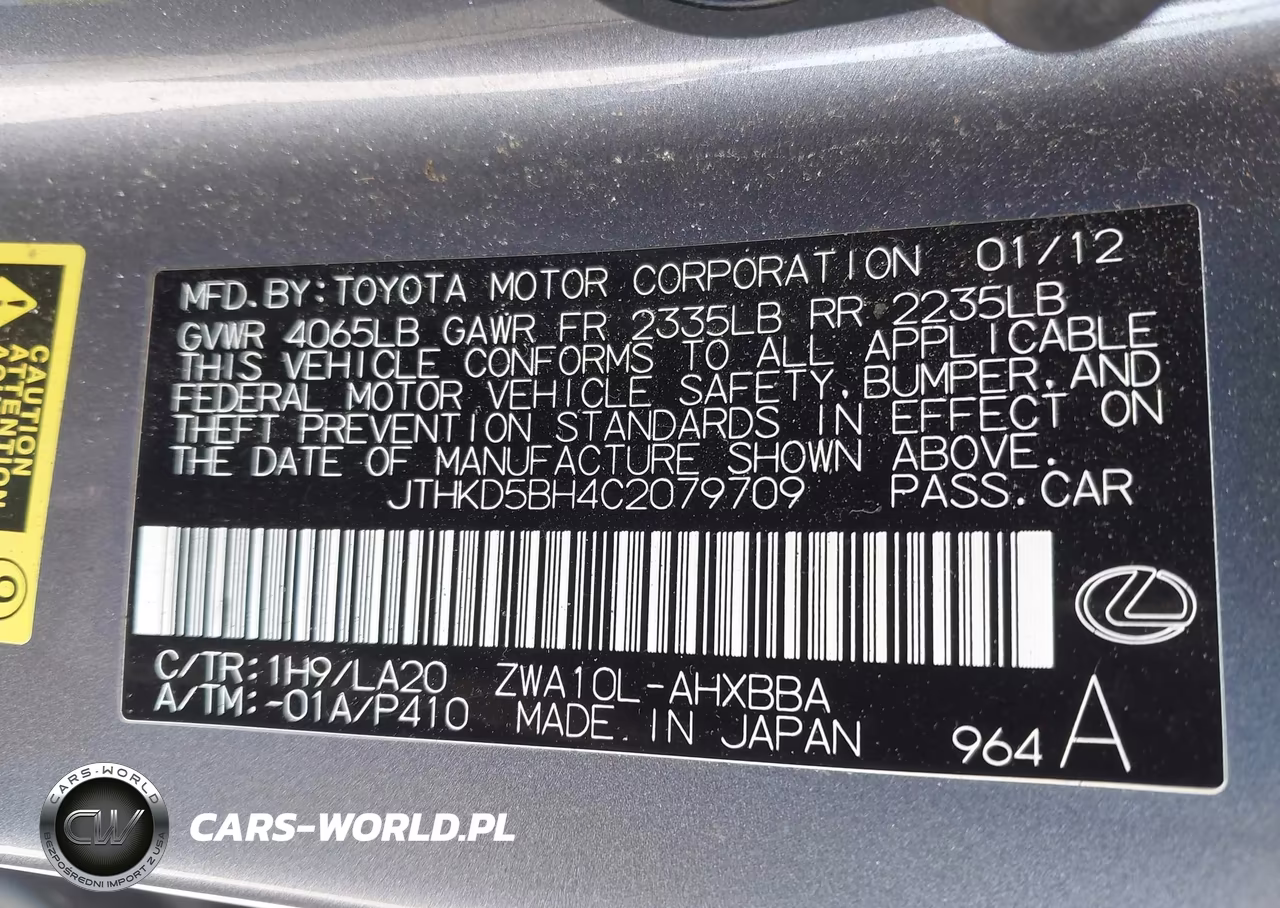 2012 Lexus Ct 200H Premium VIN:JTHKD5BH4C2079709 - 9