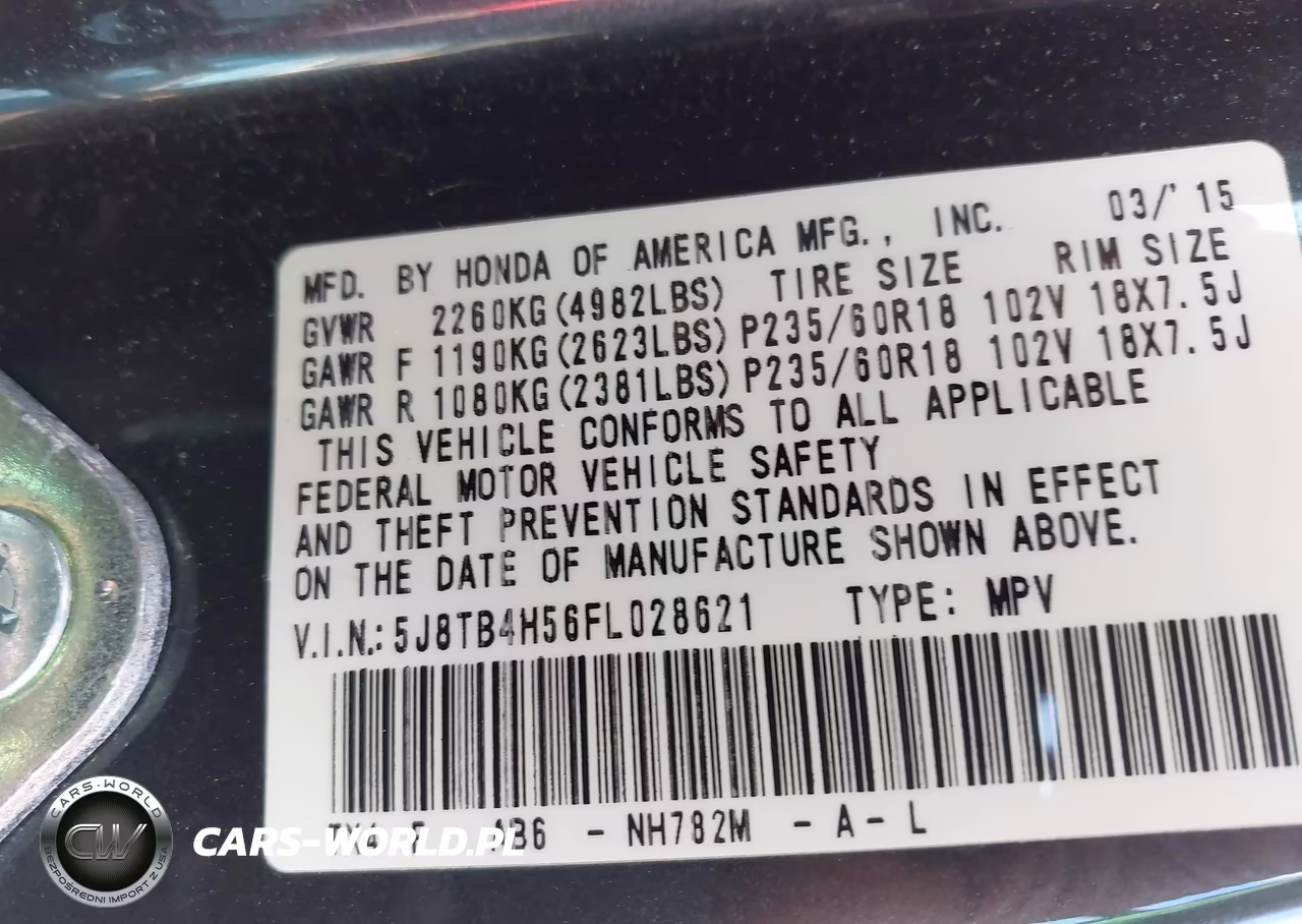 2015 Acura Rdx VIN:5J8TB4H56FL028621 - 9