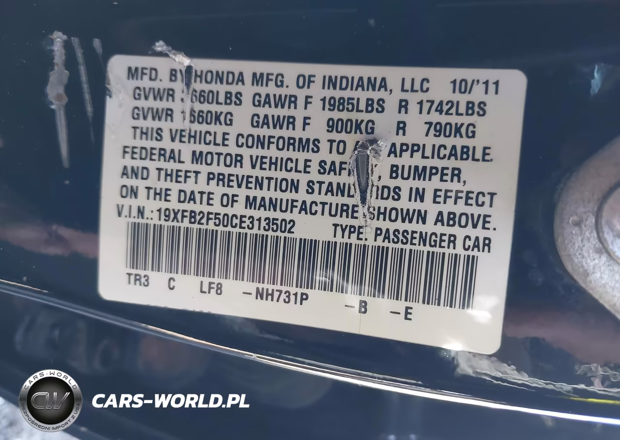 2012 Honda Civic Lx VIN:19XFB2F50CE313502 - 9
