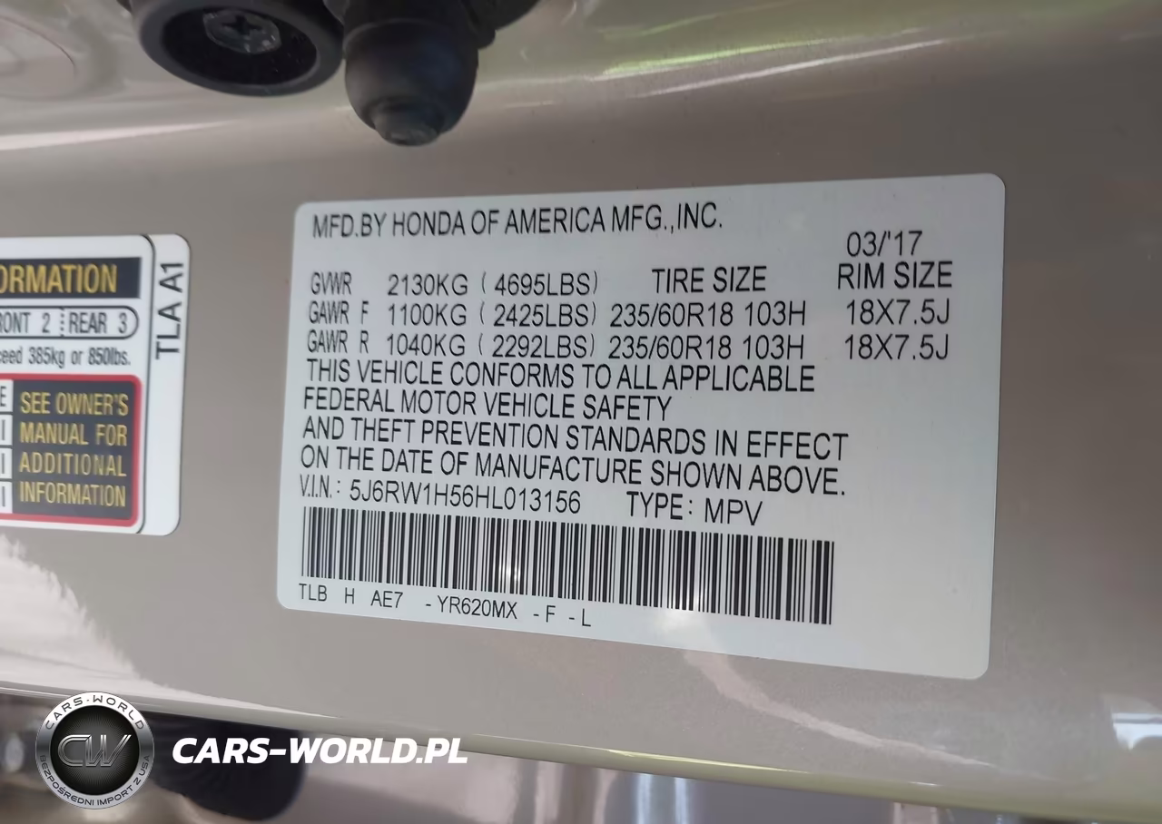2017 Honda Cr-V Ex VIN:5J6RW1H56HL013156 - 9