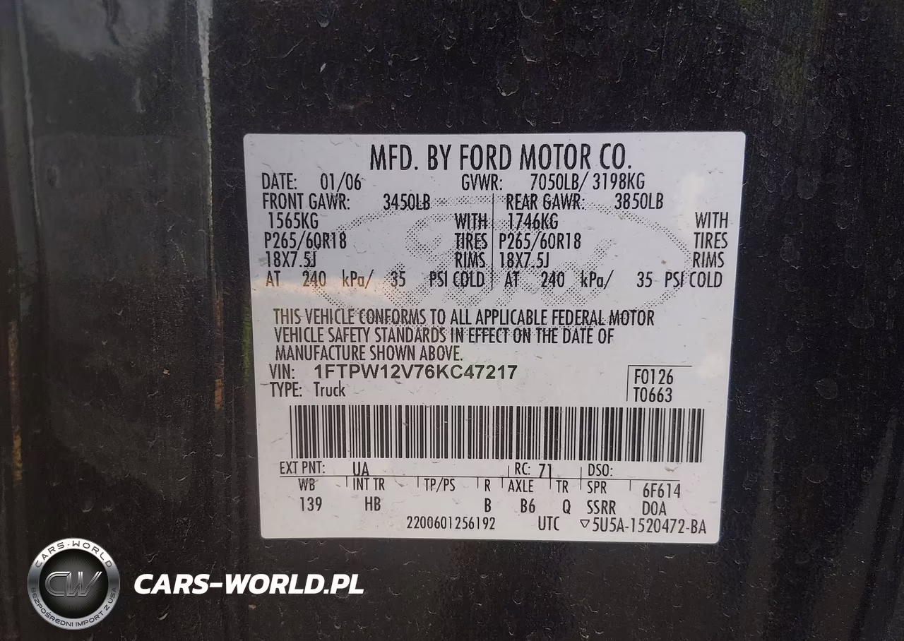 2006 Ford F-150 Lariat-Xlt VIN:1FTPW12V76KC47217 - 9