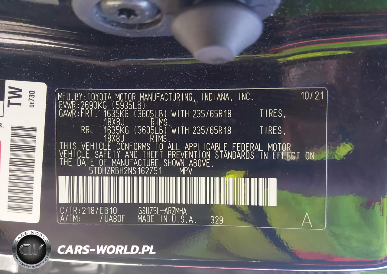 2022 Toyota Highlander Xle VIN:5TDHZRBH2NS162751 - 9