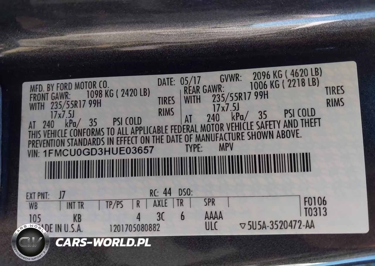 2017 Ford Escape Se VIN:1FMCU0GD3HUE03657 - 9