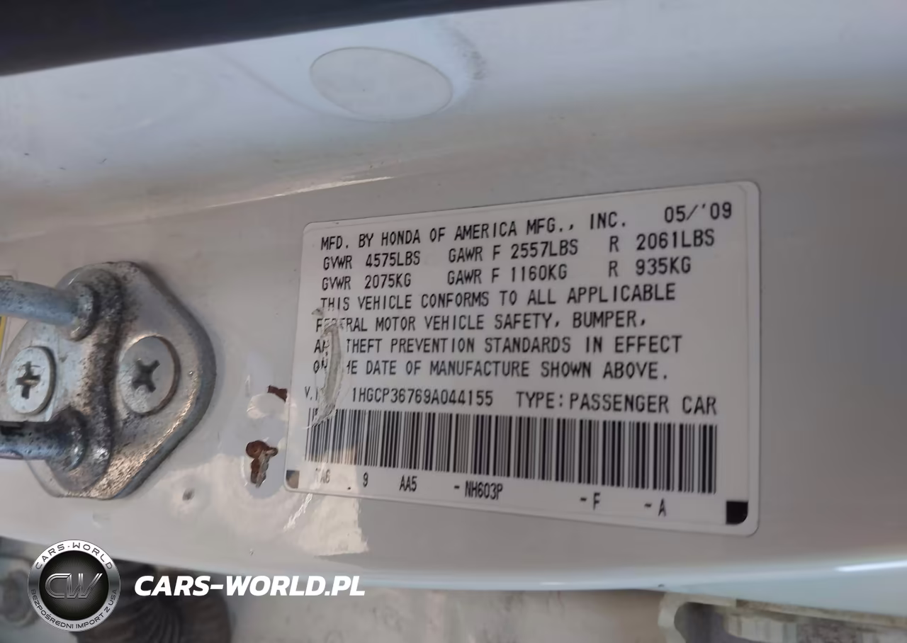 2009 Honda Accord 3.5 Ex VIN:1HGCP36769A044155 - 9