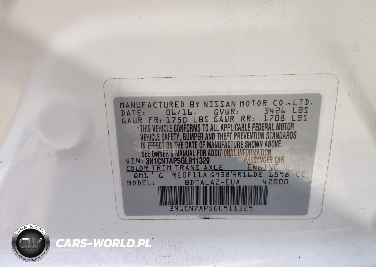 2016 Nissan Versa 1.6 S+ VIN:3N1CN7AP5GL911329 - 9