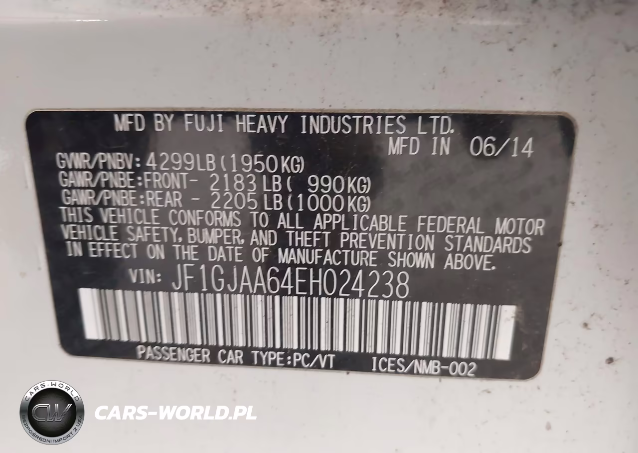 2014 Subaru Impreza 2.0I VIN:JF1GJAA64EH024238 - 9