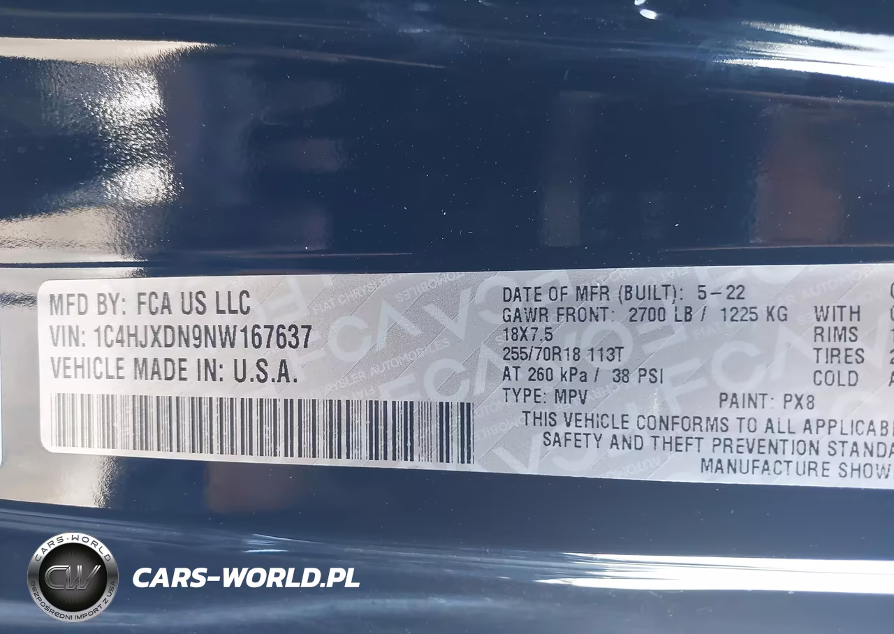 2022 Jeep Wrangler Unlimited Sport Altitude 4X4 VIN:1C4HJXDN9NW167637 - 9