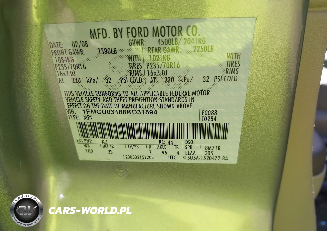 2008 Ford Escape Xlt VIN:1FMCU03188KD31894 - 9