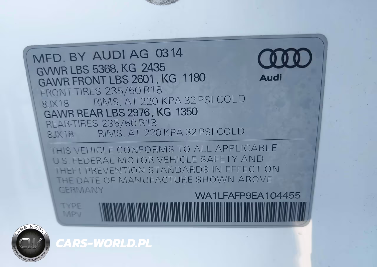 2014 Audi Q5 2.0T Premium VIN:WA1LFAFP9EA104455 - 9