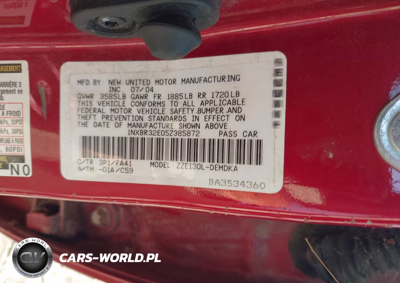 2005 Toyota Corolla Ce VIN:1NXBR32E05Z385872 - 9