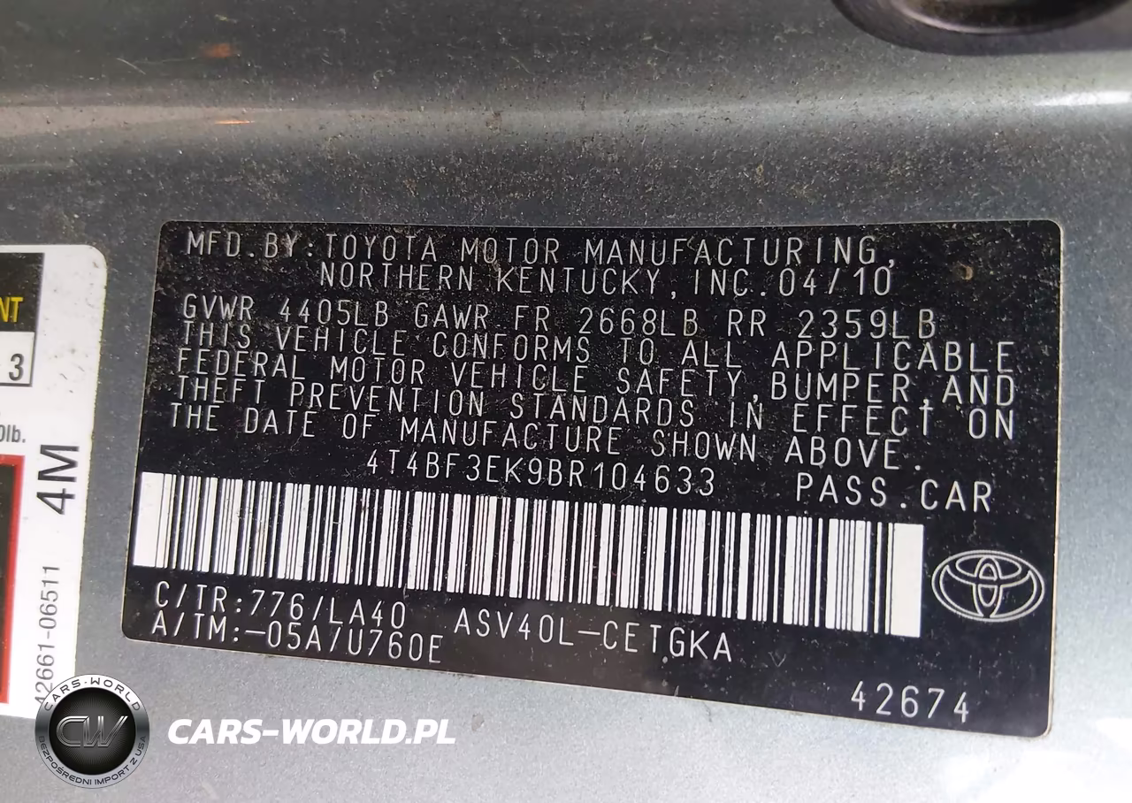 2011 Toyota Camry Xle VIN:4T4BF3EK9BR104633 - 9