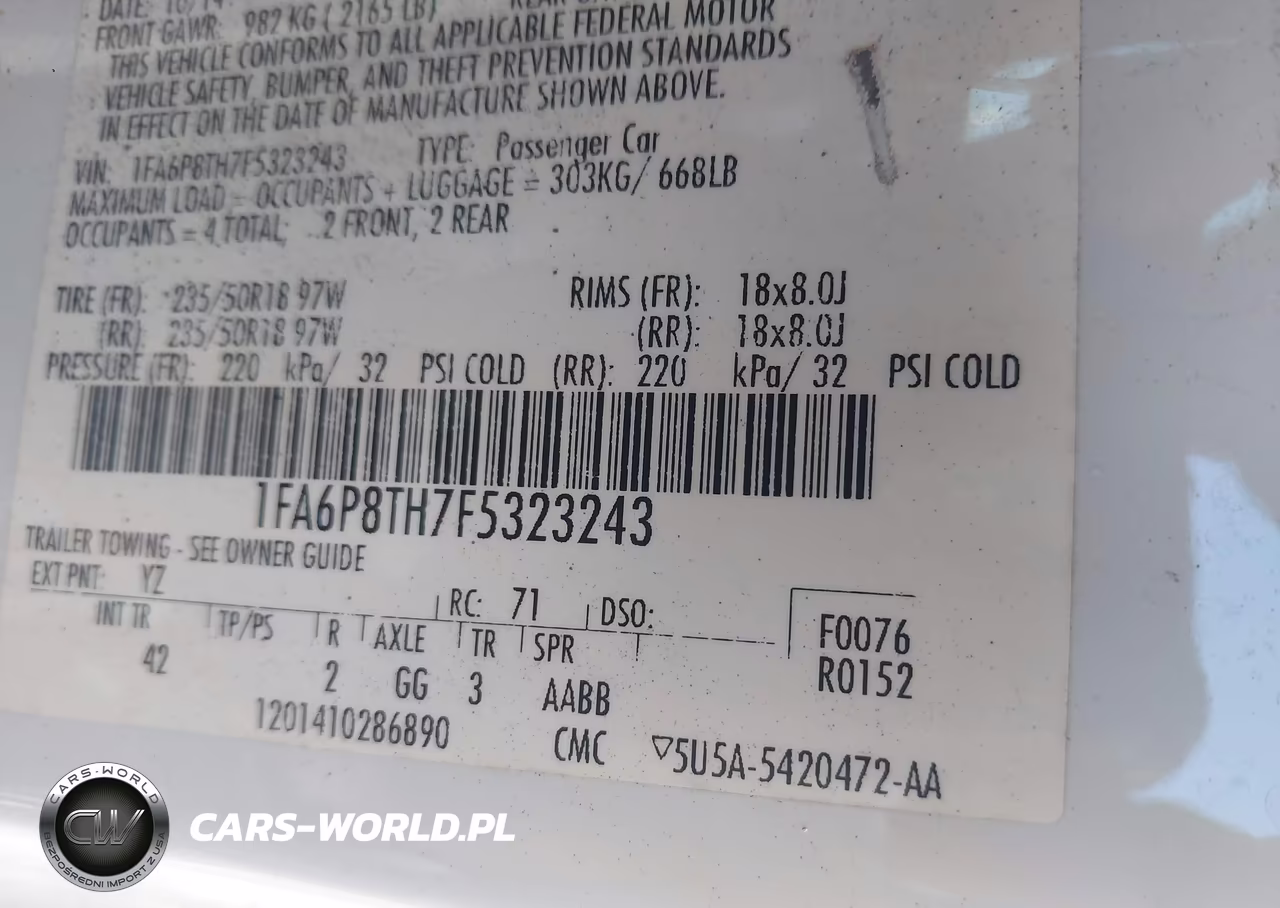 2015 Ford Mustang Ecoboost VIN:1FA6P8TH7F5323243 - 9