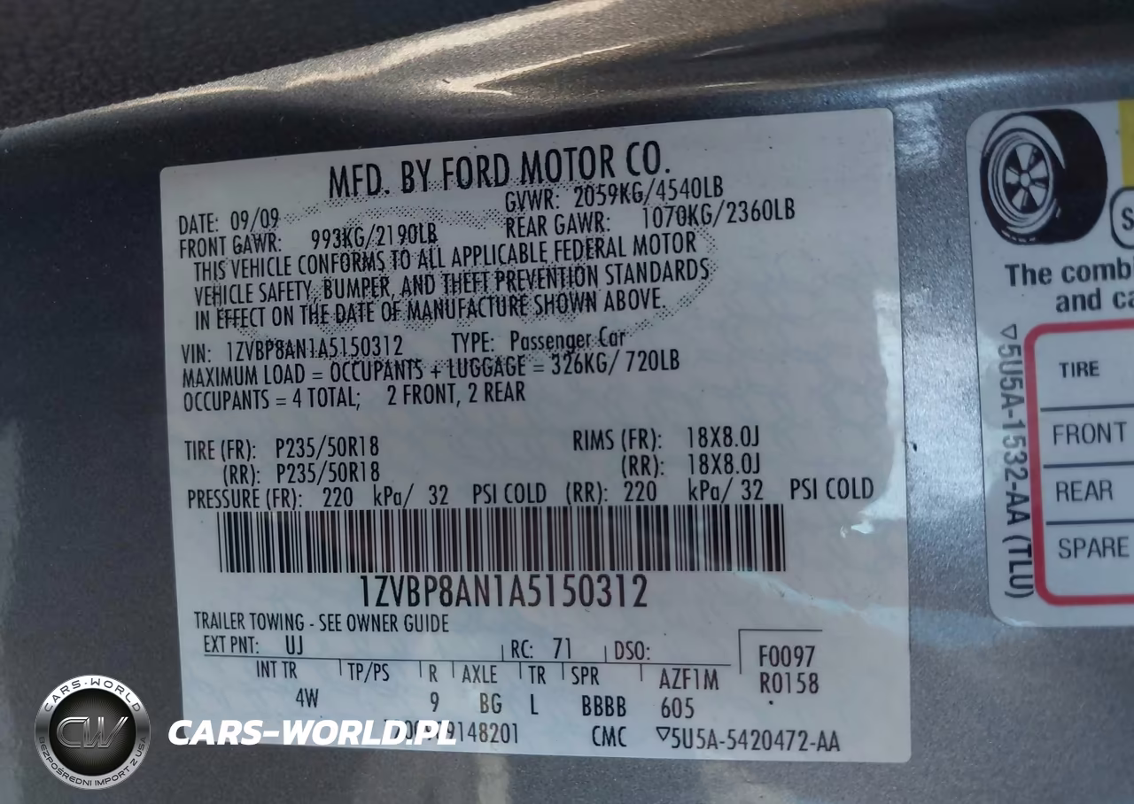 2010 Ford Mustang V6-V6 Premium VIN:1ZVBP8AN1A5150312 - 9