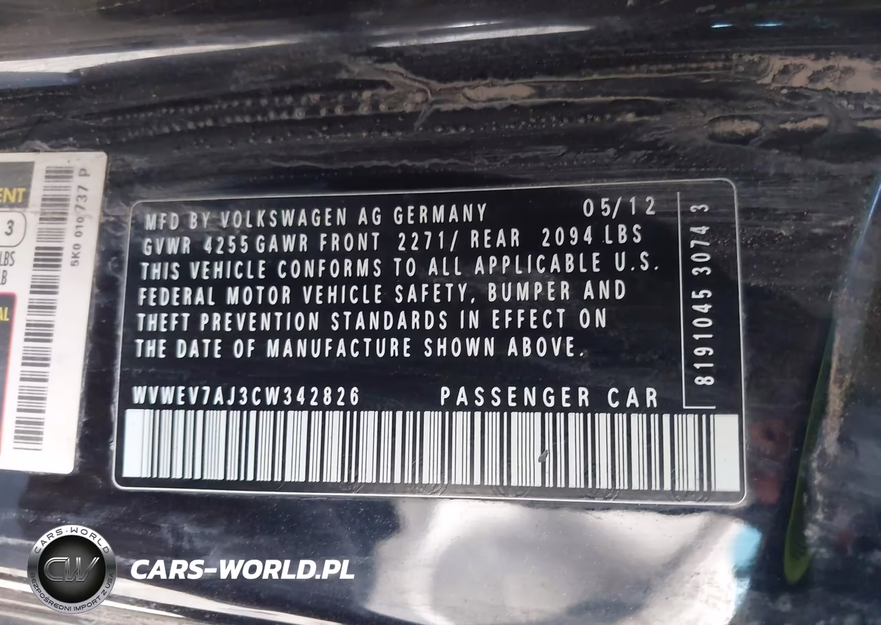 2012 Volkswagen Gti 2-Door VIN:WVWEV7AJ3CW342826 - 9